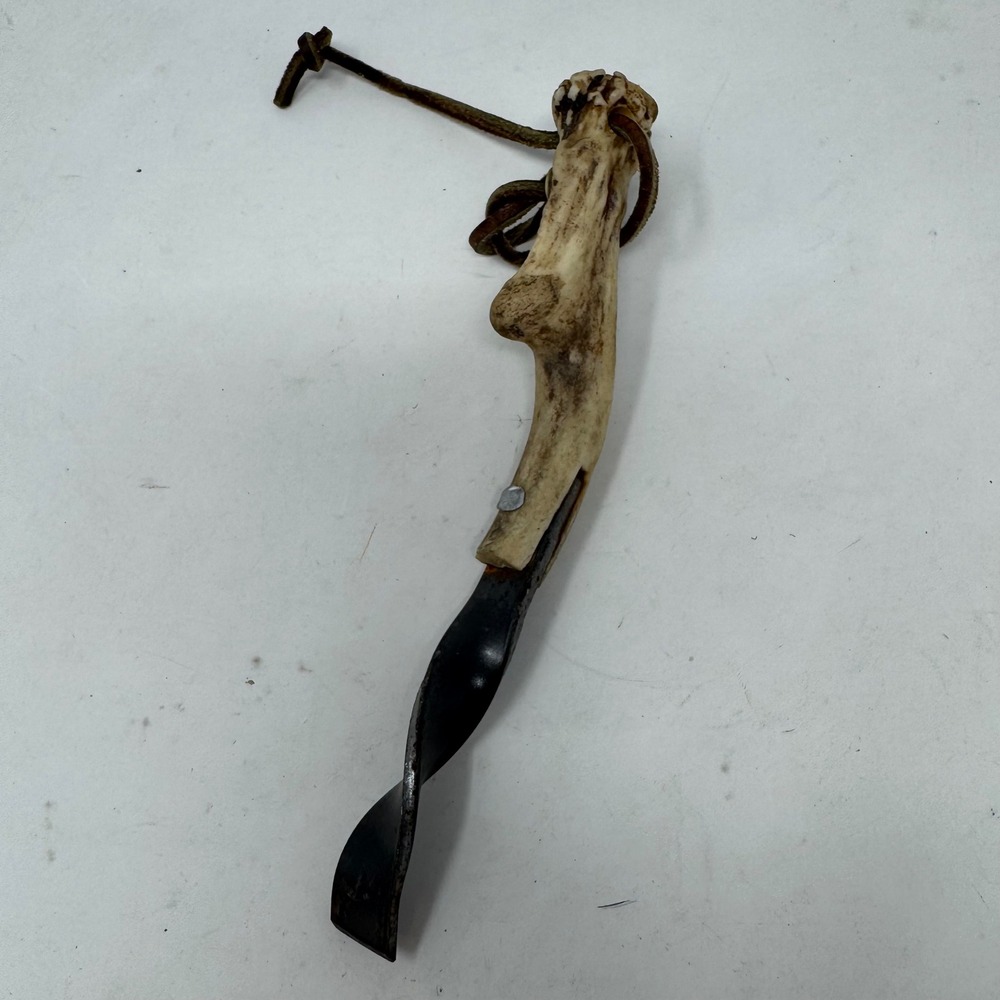 Vintage Handcrafted Antler Handle Twisted Iron Tool Rustic Primitive Folk Art